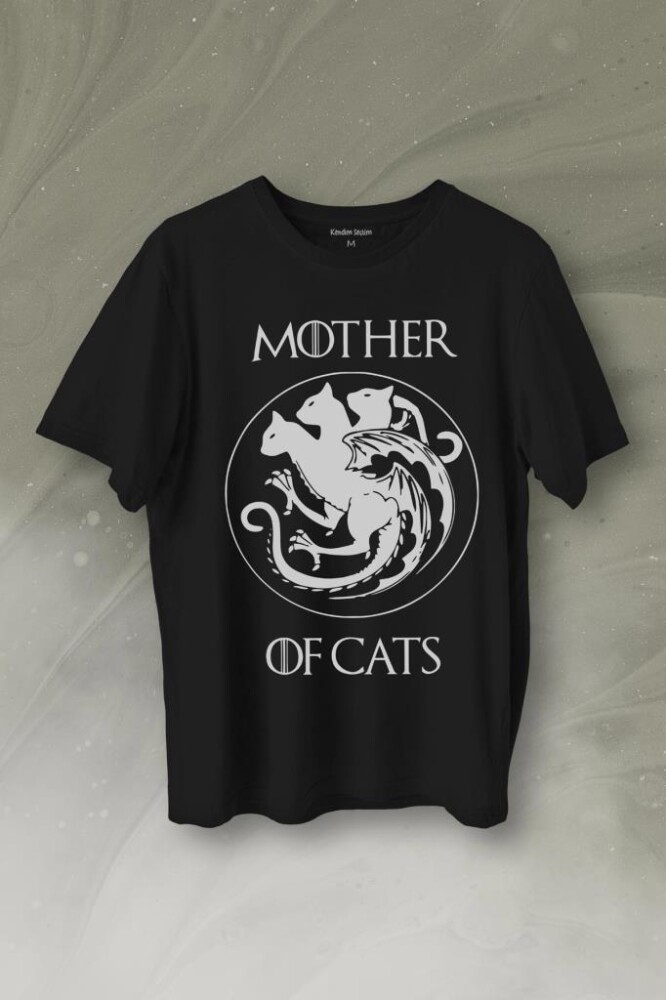 Mother Of Cats Mom Kedi Annesi Hayvansever Veteriner Mommy Baskılı Tişört Unisex T-Shirt