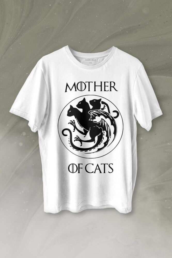 Mother Of Cats Mom Kedi Annesi Hayvansever Veteriner Mommy Baskılı Tişört Unisex T-shirt - KENDİM SEÇTİM
