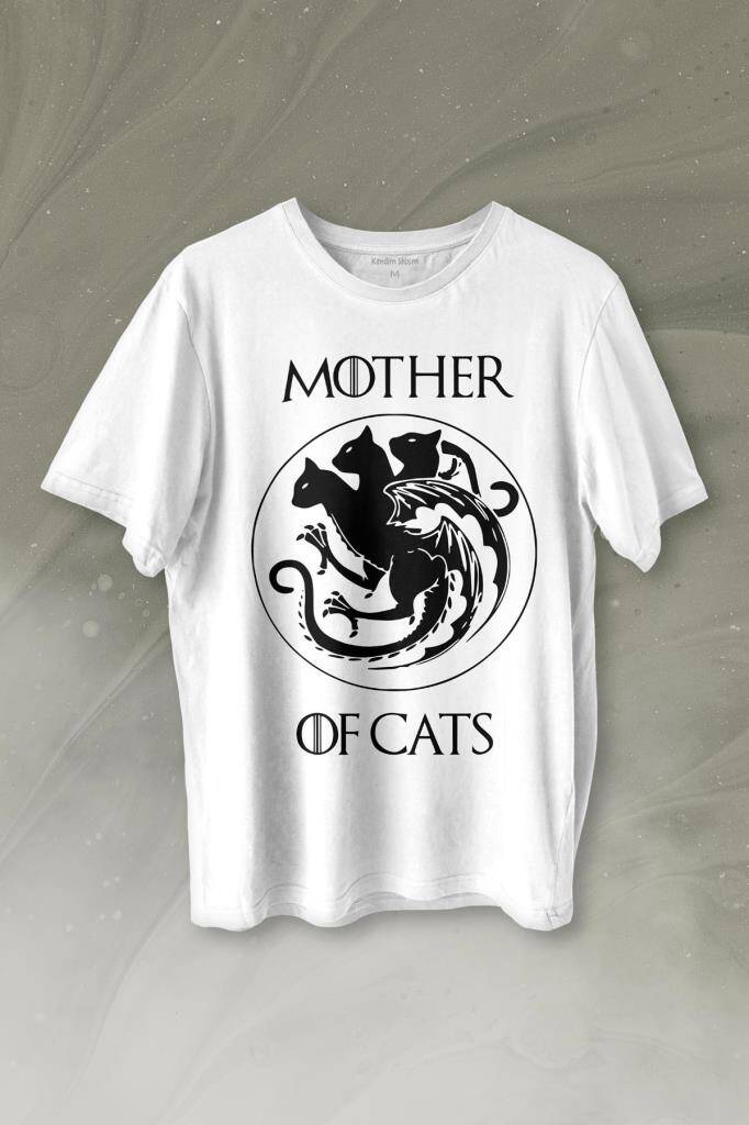 Mother Of Cats Mom Kedi Annesi Hayvansever Veteriner Mommy Baskılı Tişört Unisex T-shirt - 1