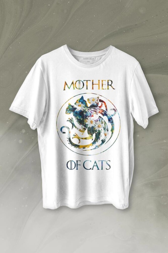 Mother Of Cats Mom Kedi Annesi Hayvansever Veteriner Mommy Baskılı Tişört Unisex T-shirt - 1