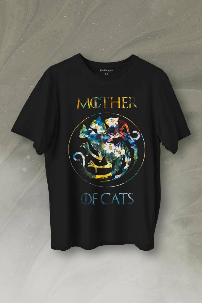 Mother Of Cats Mom Kedi Annesi Hayvansever Veteriner Mommy Baskılı Tişört Unisex T-Shirt - 1