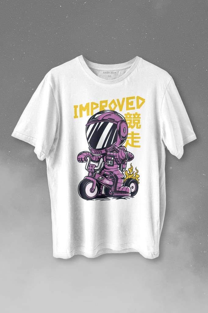 Motor Bike Kide Motocross Improved Japanese Japonca Baskılı Tişört Unisex T-shirt - 1