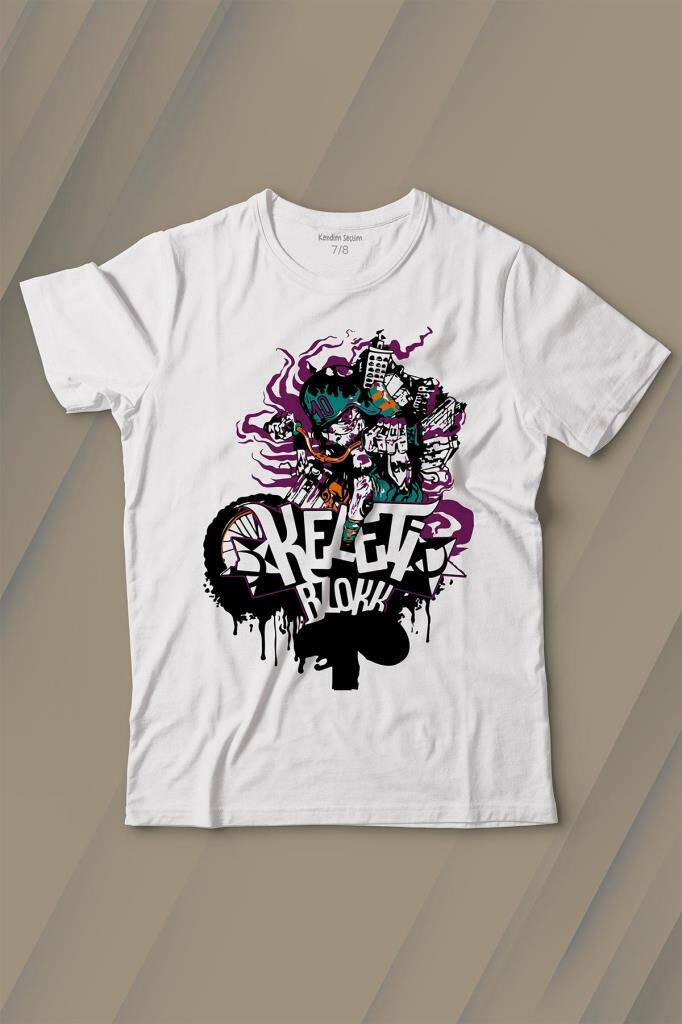 Motorcycle Motor Ride Skull Kuru Kafa Baskılı Tişört Çocuk T-shirt - 1