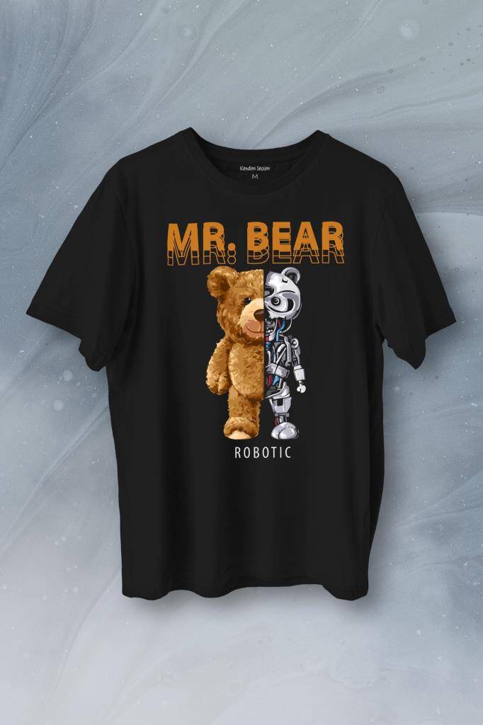 Mr Bear Robotic Ayı Urban Streetwear Sokak Baskılı Tişört Unisex T-Shirt - 1