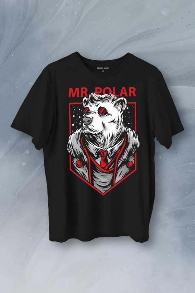 Mr Polar Kutup Ayısı Animal Baskılı Tişört Unisex T-Shirt - 1