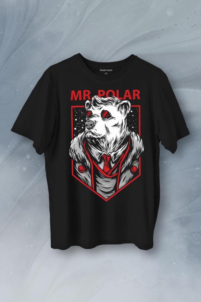 Mr Polar Kutup Ayısı Animal Baskılı Tişört Unisex T-Shirt - 1