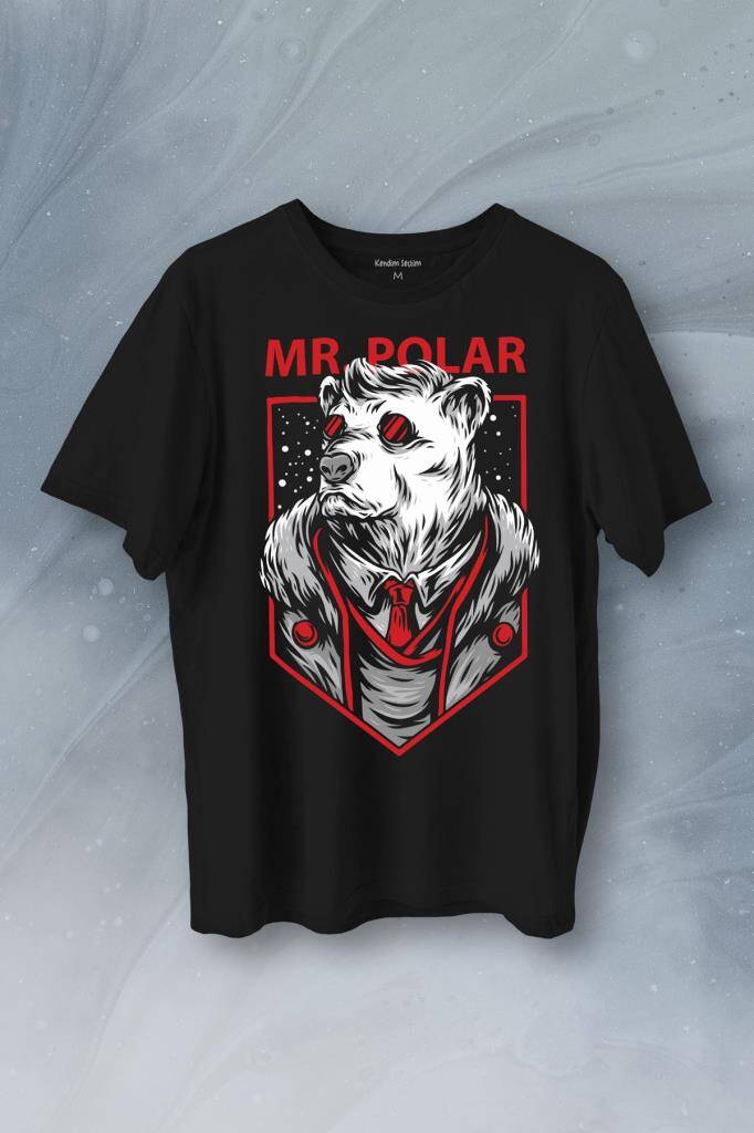Mr Polar Kutup Ayısı Animal Baskılı Tişört Unisex T-Shirt - 1