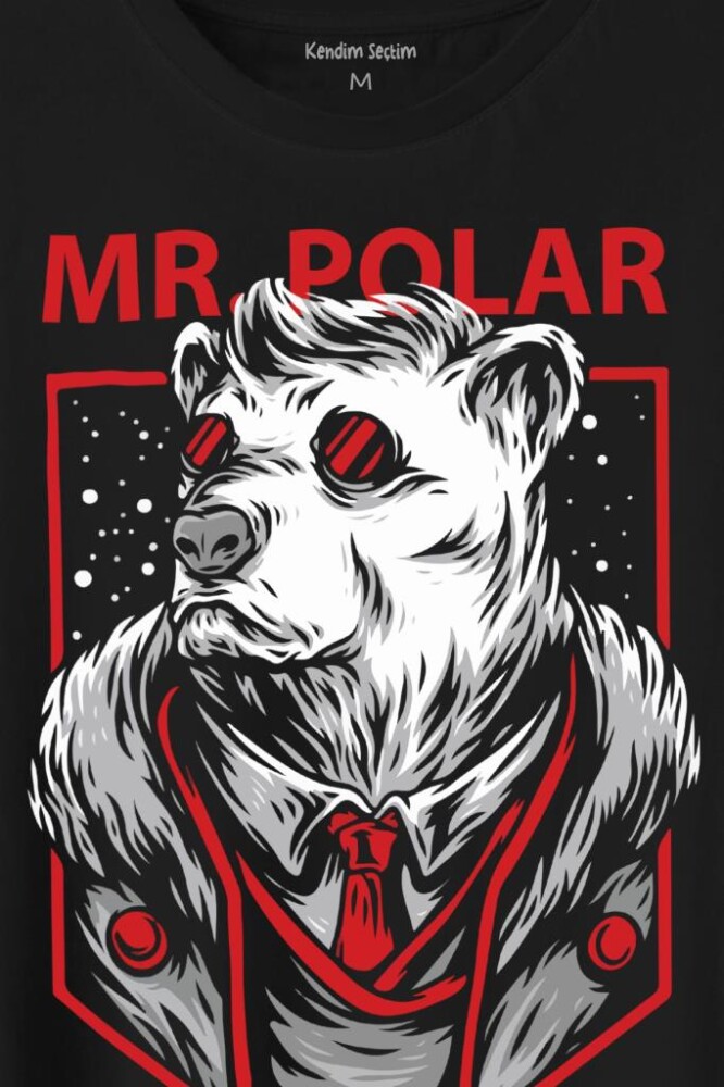 Mr Polar Kutup Ayısı Animal Baskılı Tişört Unisex T-Shirt - 2
