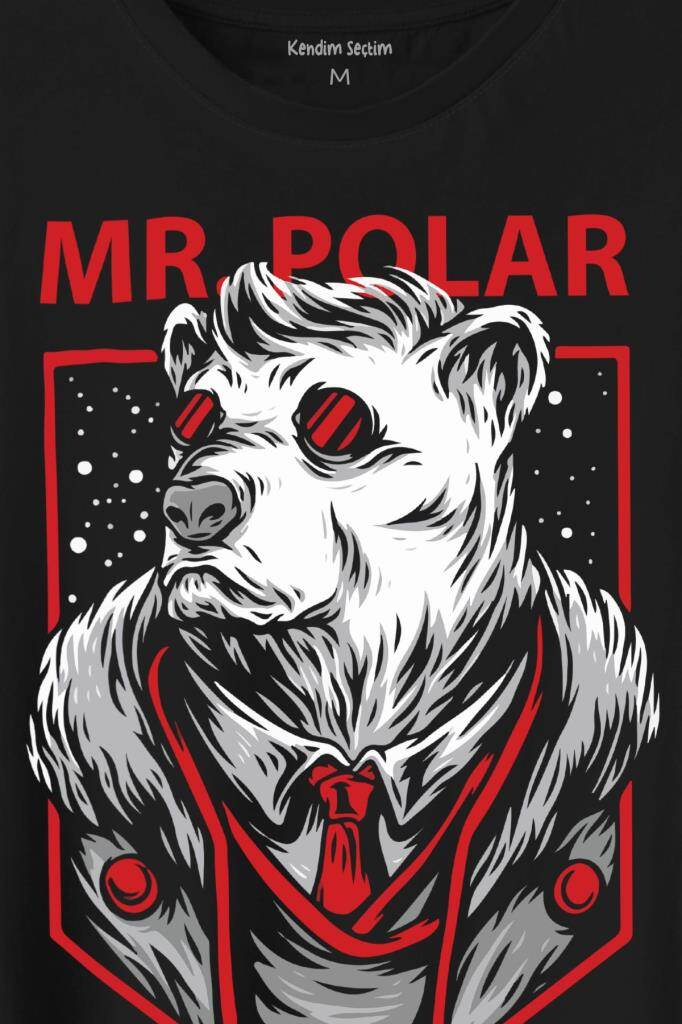 Mr Polar Kutup Ayısı Animal Baskılı Tişört Unisex T-Shirt - 2