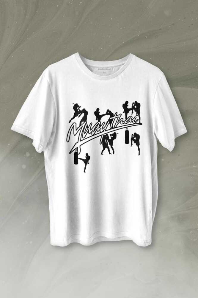 Muay Thai Muaythai Dövüş Uzak Doğu Sanatı Fıght Baskılı Tişört Unisex T-shirt - 1