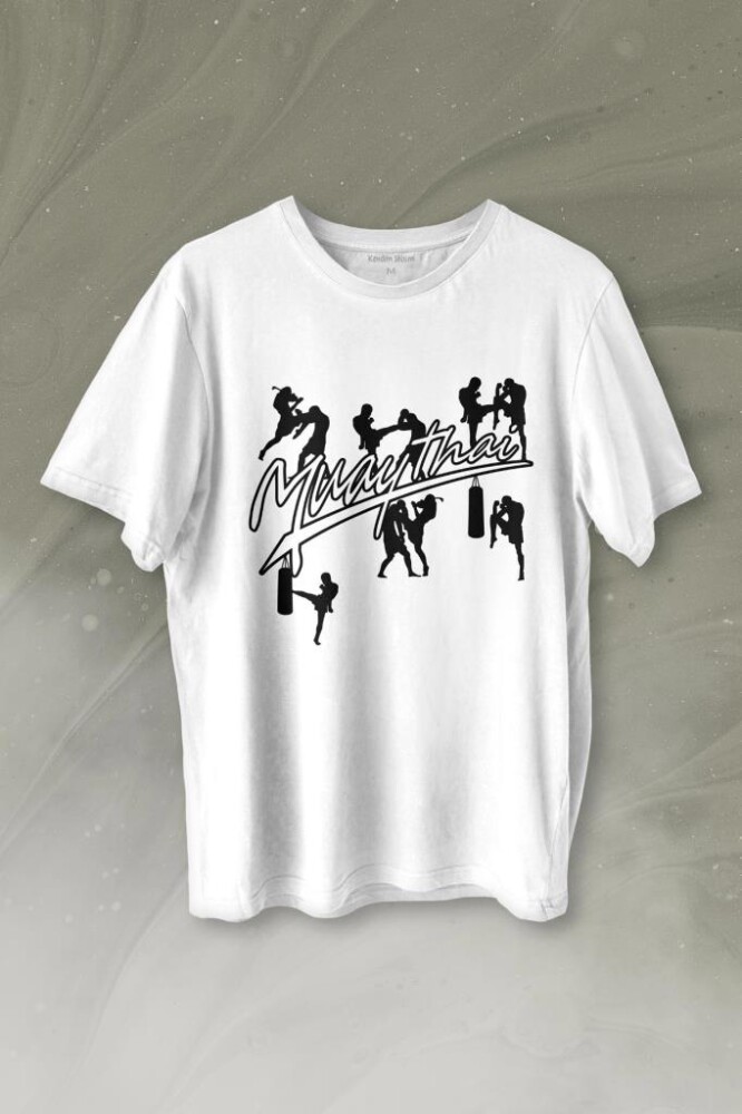 Muay Thai Muaythai Dövüş Uzak Doğu Sanatı Fıght Baskılı Tişört Unisex T-shirt - 1