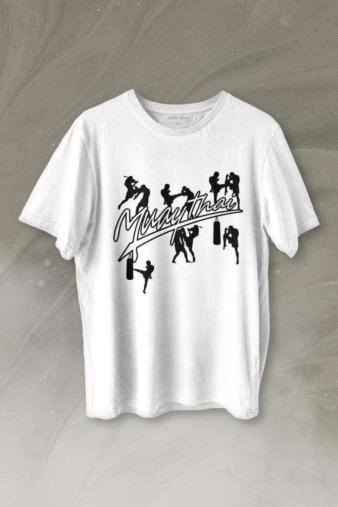 Muay Thai Muaythai Dövüş Uzak Doğu Sanatı Fıght Baskılı Tişört Unisex T-shirt - 1