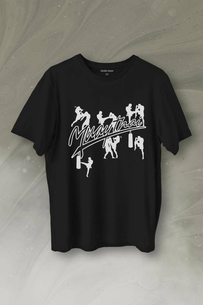 Muay Thai Muaythai Dövüş Uzak Doğu Sanatı Fight Baskılı Tişört Unisex T-Shirt - 1