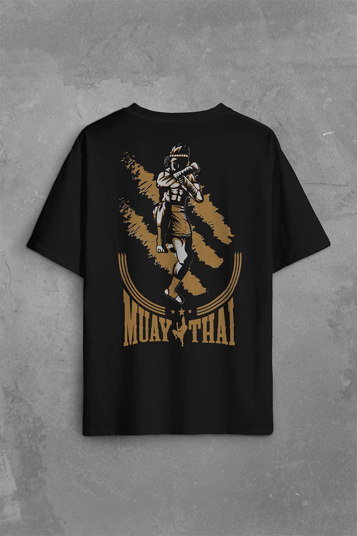 Muay Thai MuayThai Kick Boks Boxing Uzak Doğu Sırt Ön Baskılı Oversize Tişört Unisex T-Shirt - 1