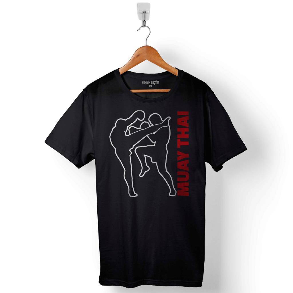 Muay Thai Tayland Boksu Word With Fight Baskılı Tişört Unisex T-Shirt - 1