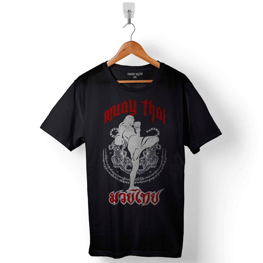 Muay Thai Tayland Boksu Word With Fight Baskılı Tişört Unisex T-Shirt - 1