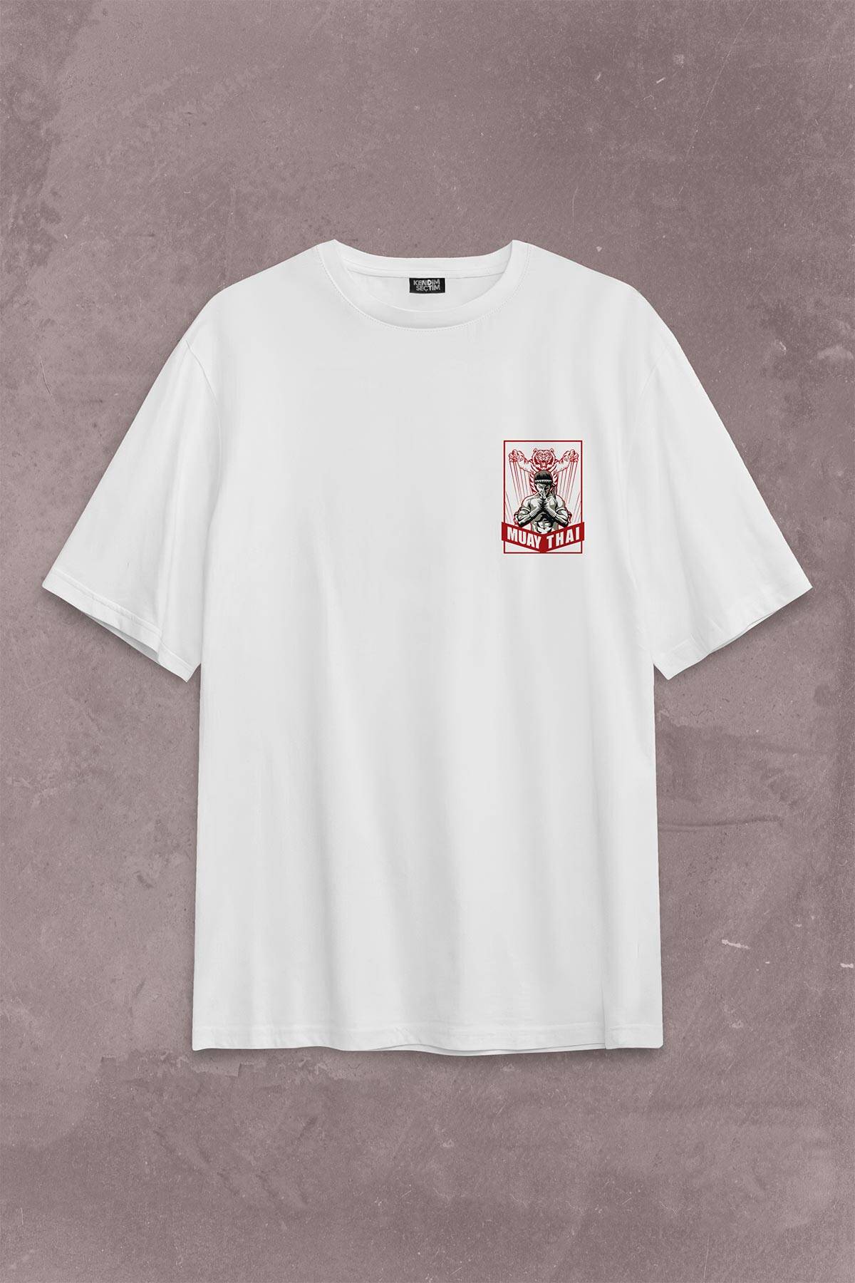 Muay Thai Tiger MuayThai Kick Boks Boxing Uzak Doğu Sırt Ön Baskılı Oversize Tişört Unisex T-Shirt - 2