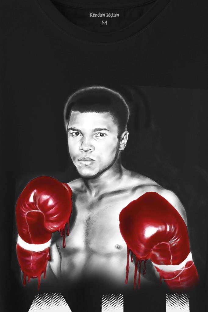 Muhammed Ali Boks Champion Boxing Baskılı Tişört Unisex T-Shirt (1)