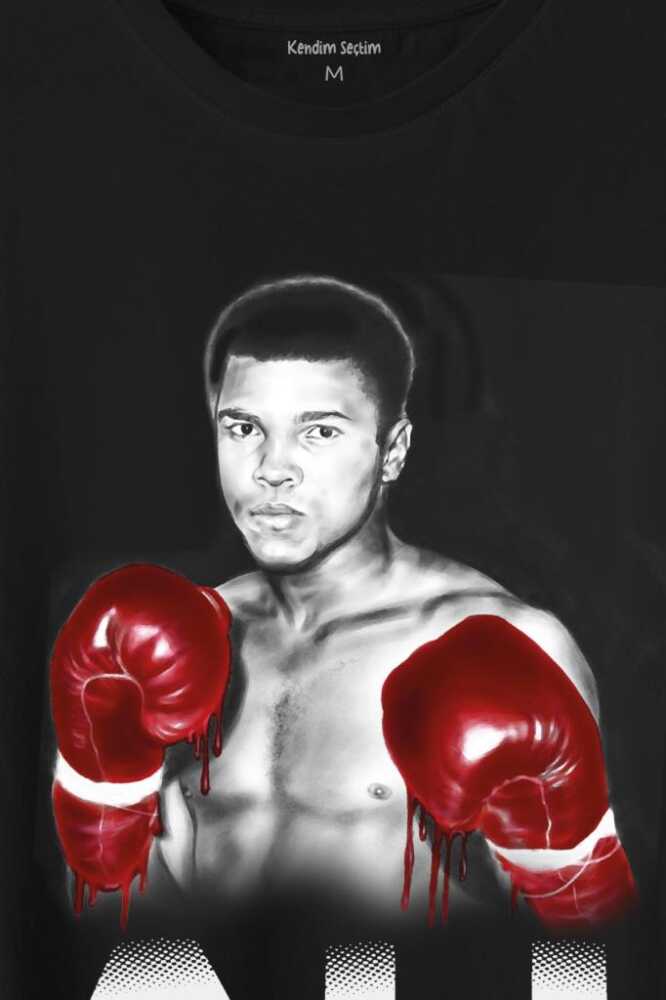Muhammed Ali Boks Champion Boxing Baskılı Tişört Unisex T-Shirt (1)