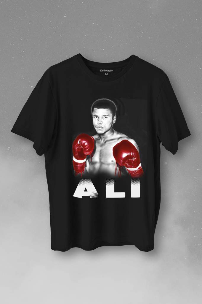 Muhammed Ali Boks Champion Boxing Baskılı Tişört Unisex T-Shirt - 1