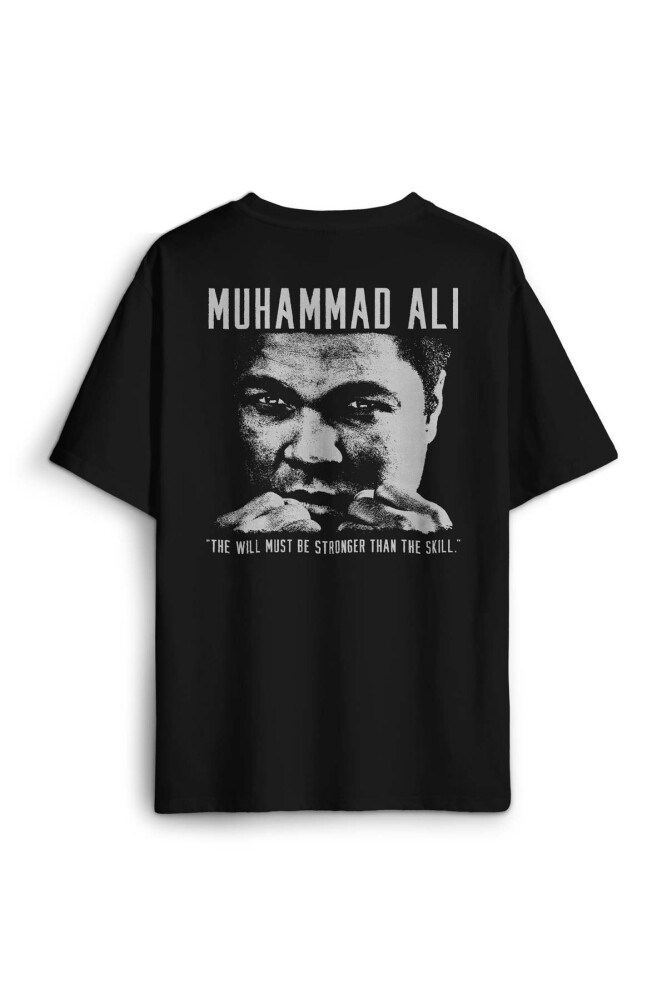 Muhammed Ali Box Boks Boxing Spor Gym Sırt Ön Baskılı Oversize Tişört Unisex T-Shirt - 1