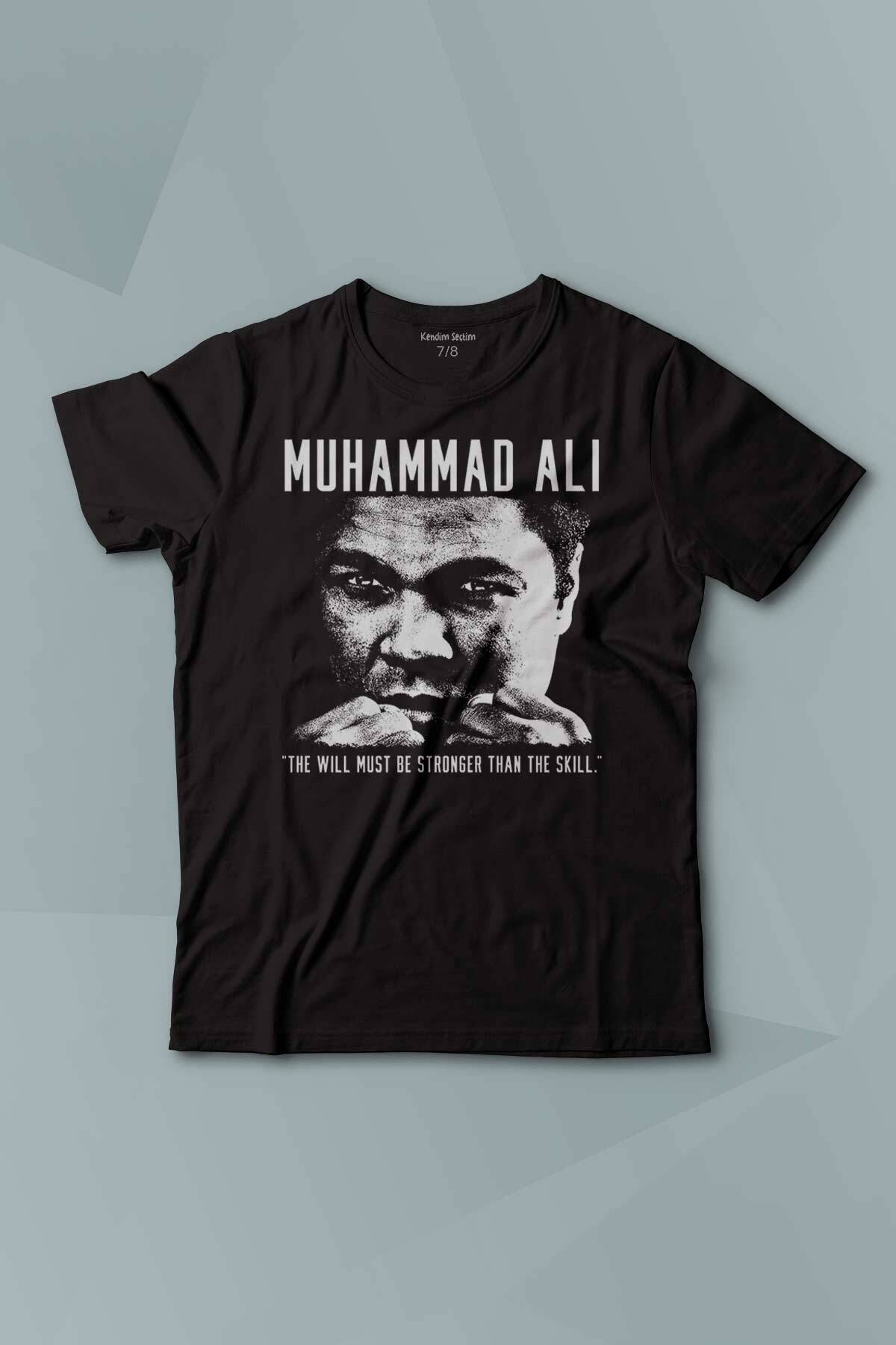 Muhammed Ali Box The Will Must Be Stronger Than The Skill Baskılı Çocuk Tişört Kısa Kollu - 1