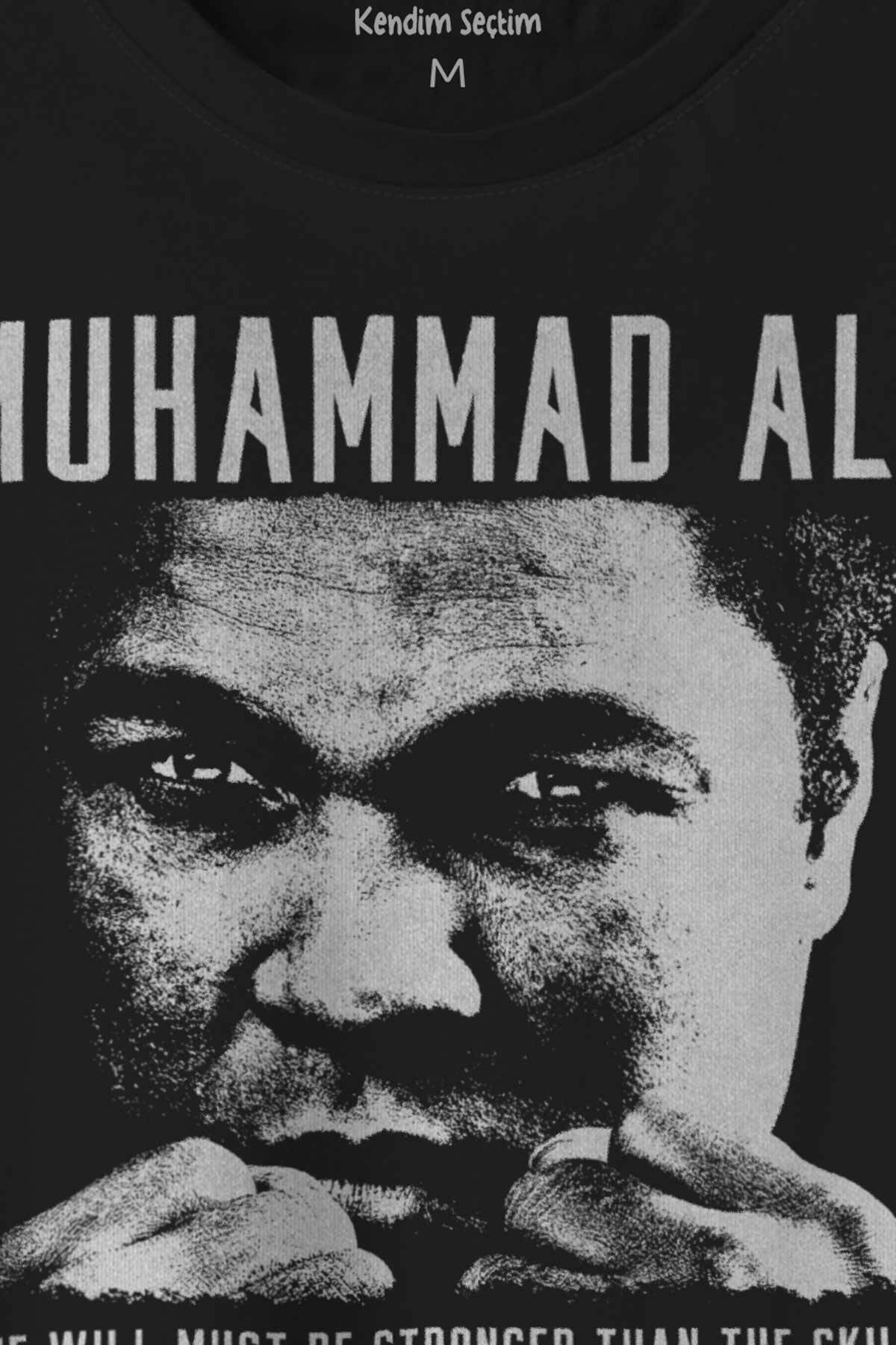 Muhammed Ali Box The Will Must Be Stronger Than The Skill Baskılı Tişört Unisex T-shirt (1)