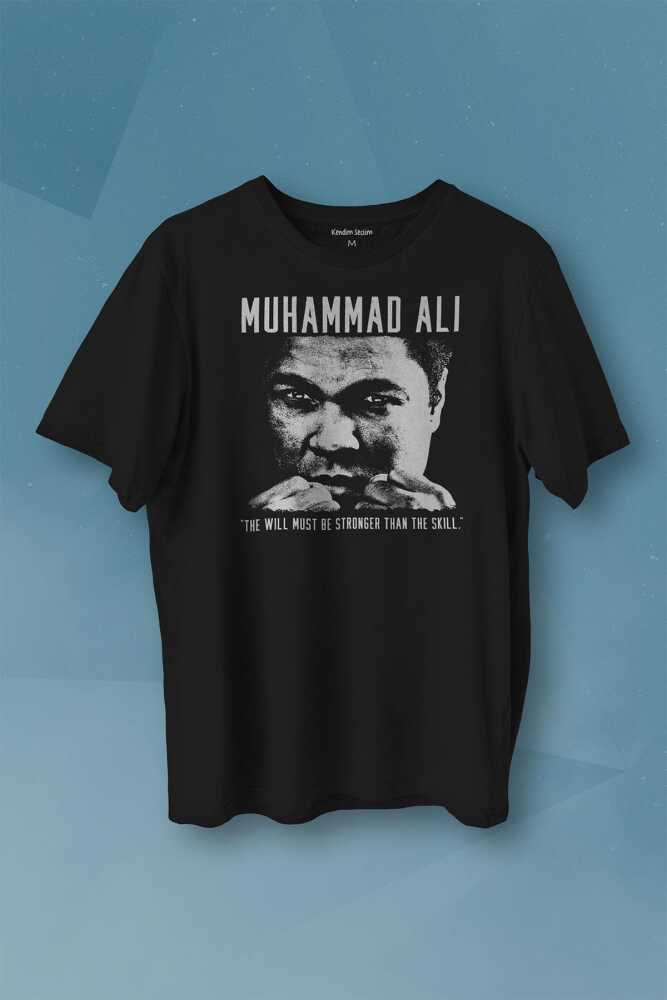 Muhammed Ali Box The Will Must Be Stronger Than The Skill Baskılı Tişört Unisex T-shirt - 1