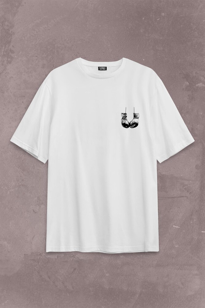 Muhammed Ali Clay Boks Eldiveni Impossible Is Sırt Ön Baskılı Oversize Tişört Unisex T-Shirt - 1
