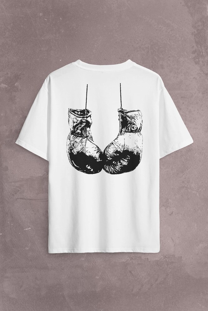 Muhammed Ali Clay Boks Eldiveni Impossible Is Sırt Ön Baskılı Oversize Tişört Unisex T-Shirt - 2