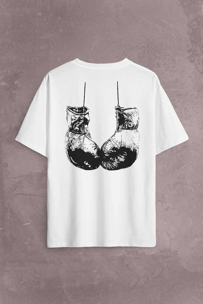 Muhammed Ali Clay Boks Eldiveni Impossible Is Sırt Ön Baskılı Oversize Tişört Unisex T-Shirt (1)