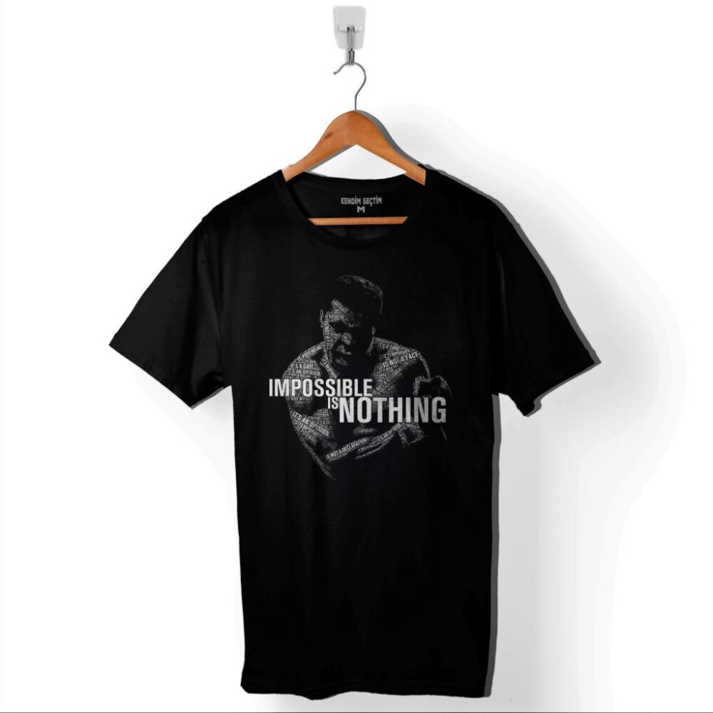 Muhammed Ali Clay Impossible Is Nothing Boksör Baskılı Tişört Unisex T-Shirt - 1