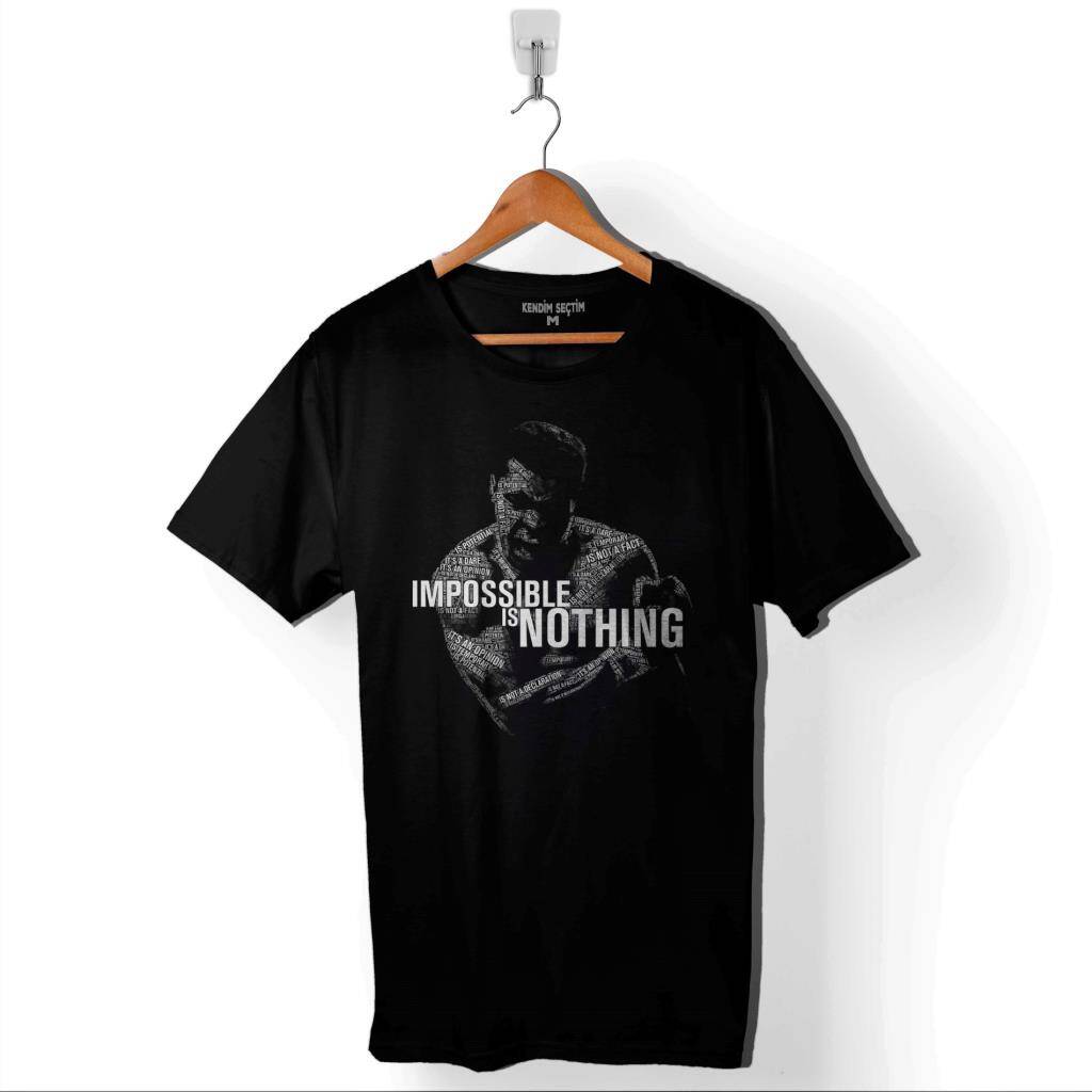 Muhammed Ali Clay Impossible Is Nothing Boksör Baskılı Tişört Unisex T-Shirt - 1
