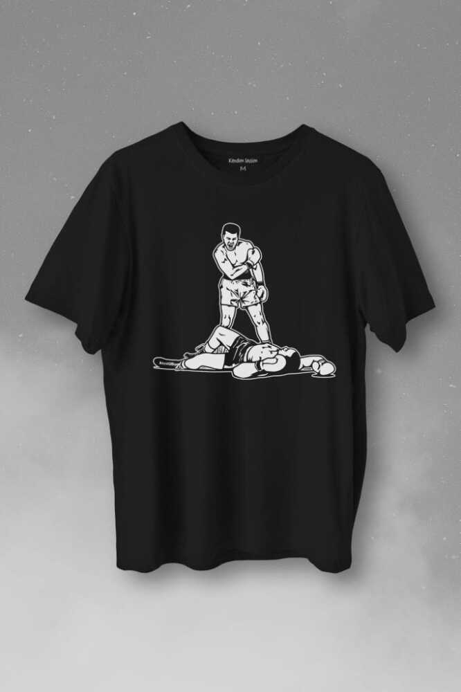 Muhammed Ali Sonny Liston Ağır Siklet Boks Nakavt Boxing Baskılı Tişört Unisex T-Shirt - 1