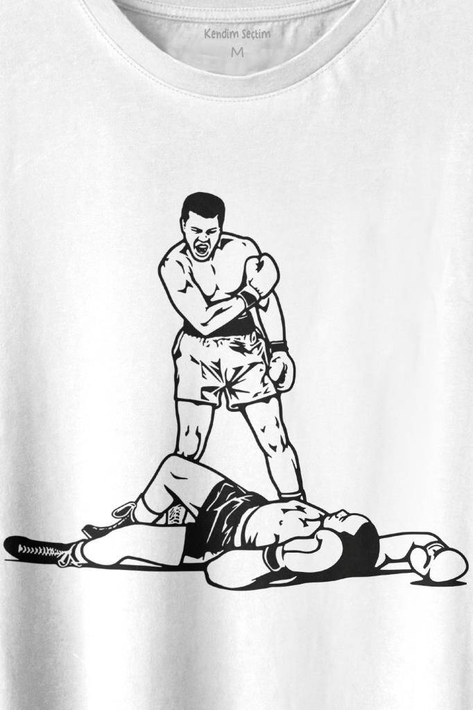 Muhammed Ali Sonny Liston Ağır Siklet Boks Nakavt Boxing Baskılı Tişört Unisex T-shirt - 2