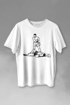 Muhammed Ali Sonny Liston Ağır Siklet Boks Nakavt Boxing Baskılı Tişört Unisex T-shirt - 1