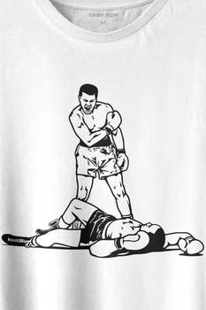 Muhammed Ali Sonny Liston Ağır Siklet Boks Nakavt Boxing Baskılı Tişört Unisex T-shirt - 2