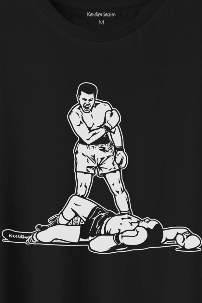 Muhammed Ali Sonny Liston Ağır Siklet Boks Nakavt Boxing Baskılı Tişört Unisex T-Shirt - 2
