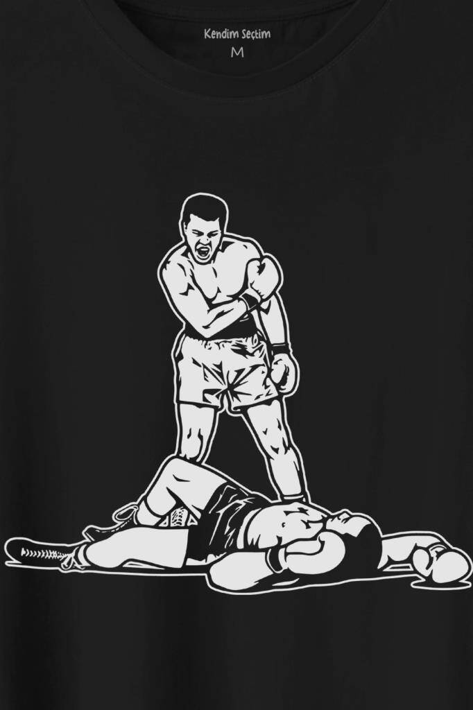 Muhammed Ali Sonny Liston Ağır Siklet Boks Nakavt Boxing Baskılı Tişört Unisex T-Shirt - 2