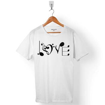 MUSIC LOVE MÜZİK NOTA SEVİYORUM SOL ANAHTARI 2 ERKEK TİŞÖRT - 1