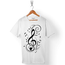 MUSIC LOVE MÜZİK NOTA SEVİYORUM SOL ANAHTARI 3ERKEK TİŞÖRT - 1