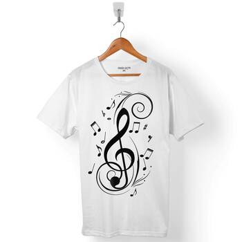 MUSIC LOVE MÜZİK NOTA SEVİYORUM SOL ANAHTARI 3ERKEK TİŞÖRT - 1