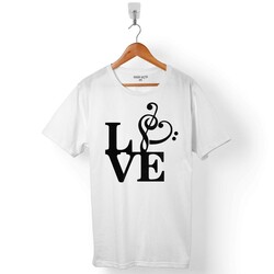 MUSIC LOVE MÜZİK NOTA SEVİYORUM SOL ANAHTARI ERKEK TİŞÖRT - 1