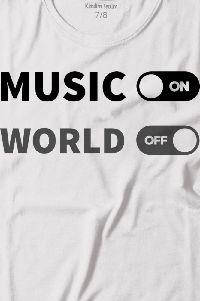 Music On World Off Müzik Dünya Baskılı Tişört Çocuk T-shirt - 2