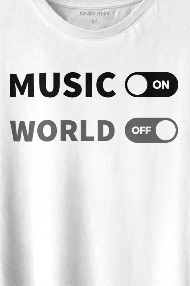 Music On World Off Müzik Dünya Baskılı Tişört Unisex T-shirt (1)