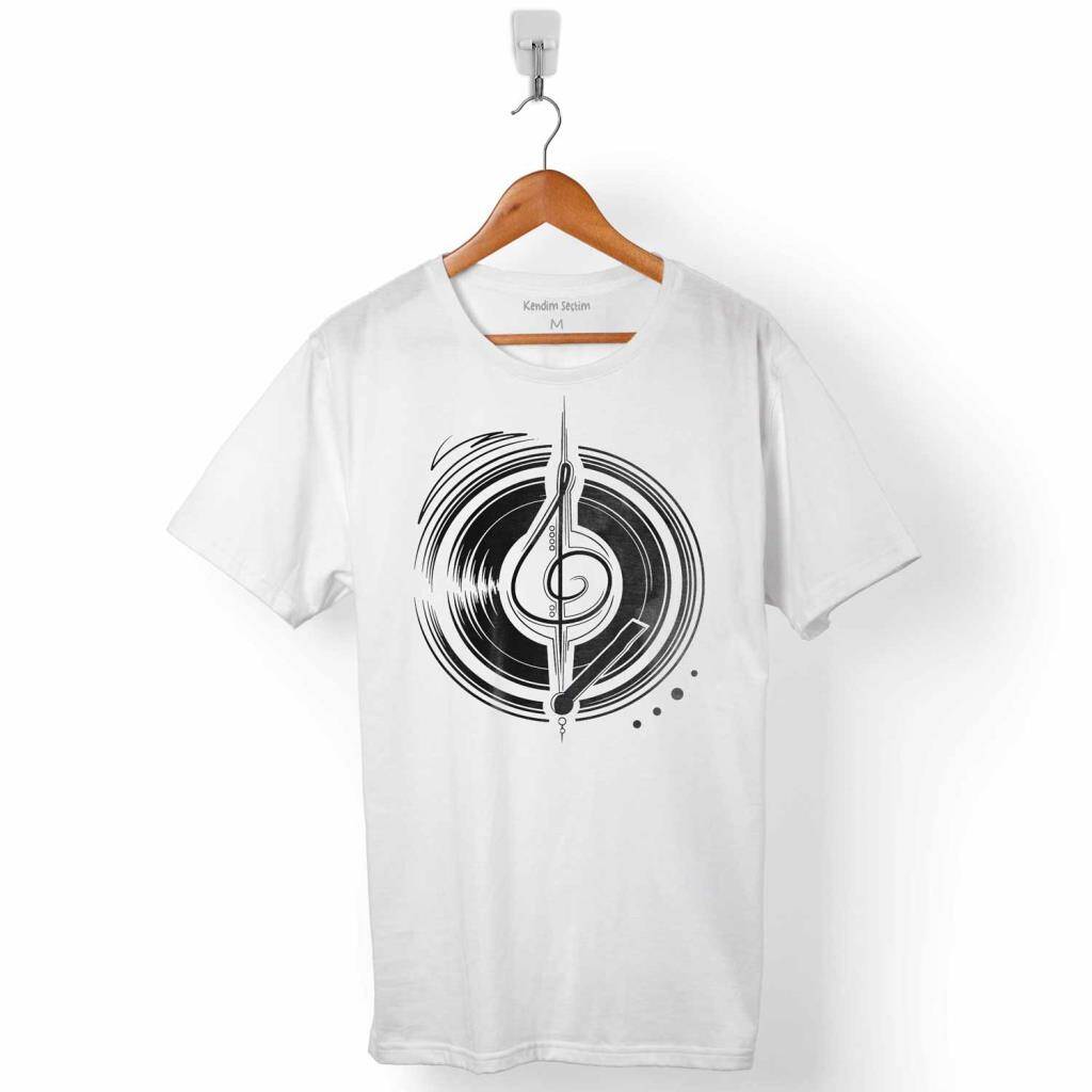 MÜZİK CS DİSK DISC SOL ANAHTARI MUSIC LOGO ERKEK TİŞÖRT - 1