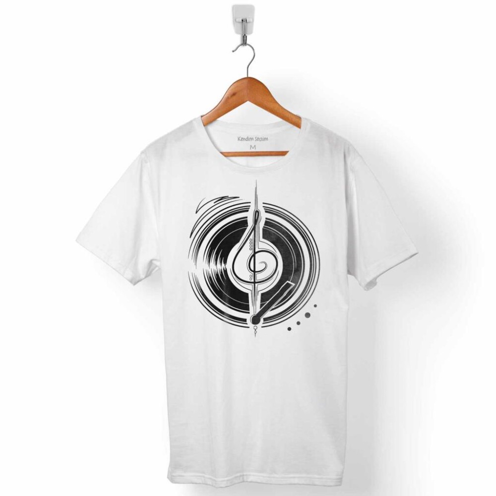 MÜZİK CS DİSK DISC SOL ANAHTARI MUSIC LOGO ERKEK TİŞÖRT - 1