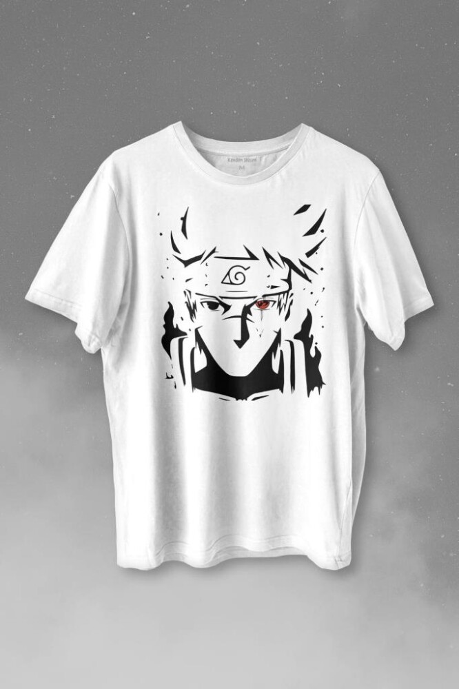 Naruto Kakashi Anime Dizi Baskılı Tişört Unisex T-shirt - 1