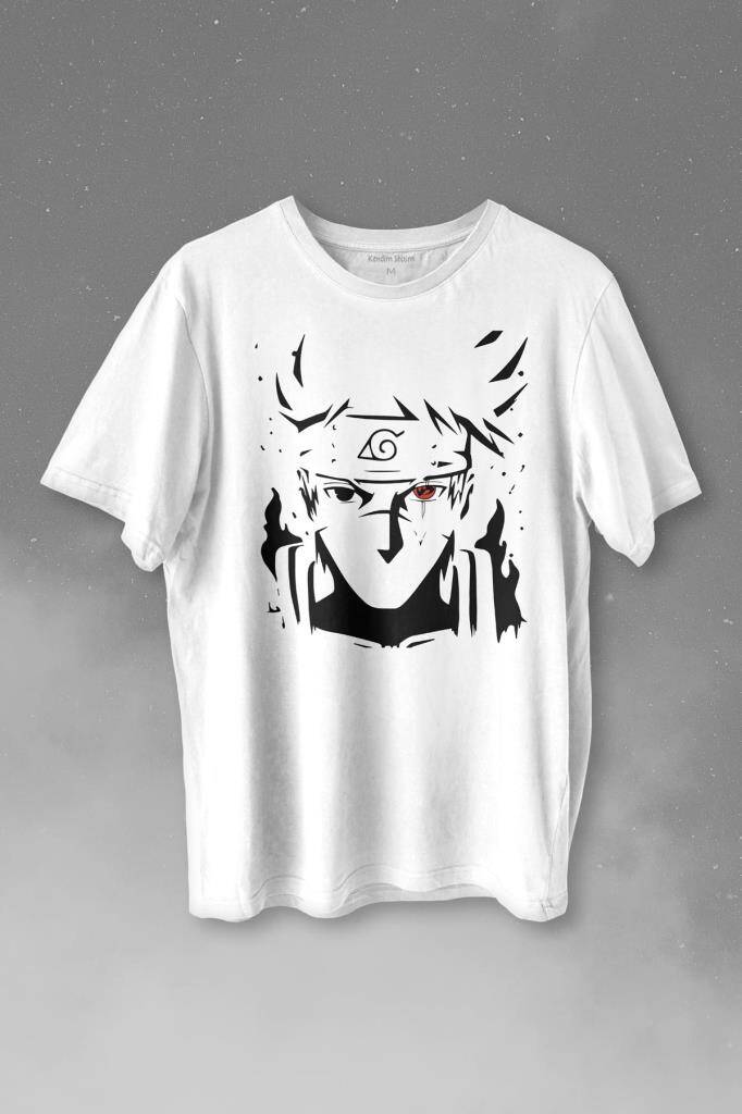 Naruto Kakashi Anime Dizi Baskılı Tişört Unisex T-shirt - 1