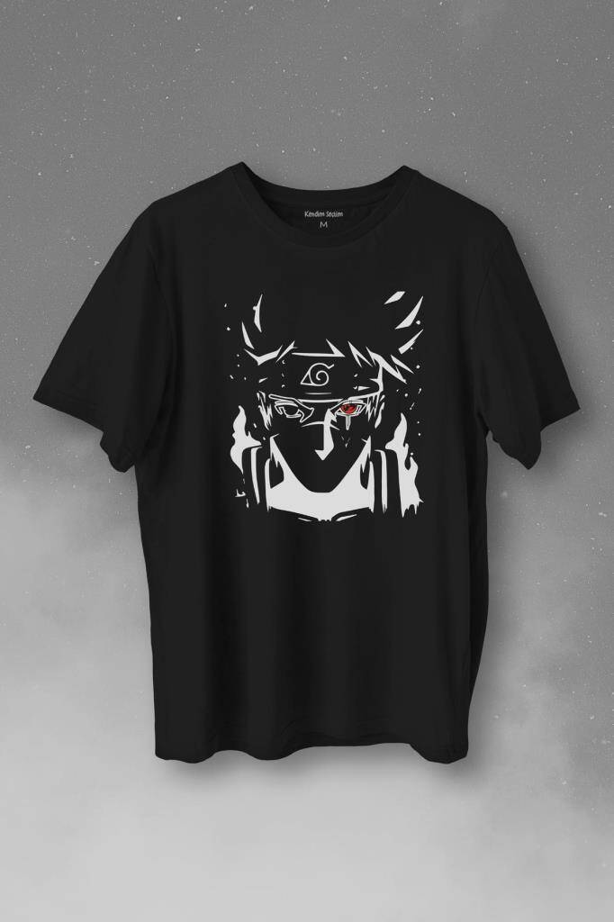 Naruto Kakashi Anime Dizi Baskılı Tişört Unisex T-Shirt - 1